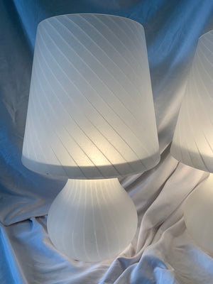 XL white frosted Murano mushroom lamp