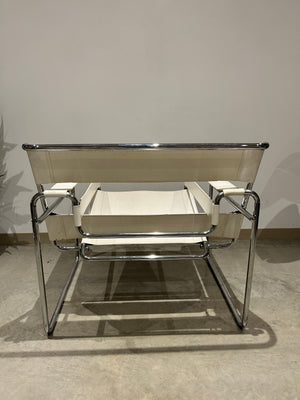 White Marcel Breuer Wassily style chairs