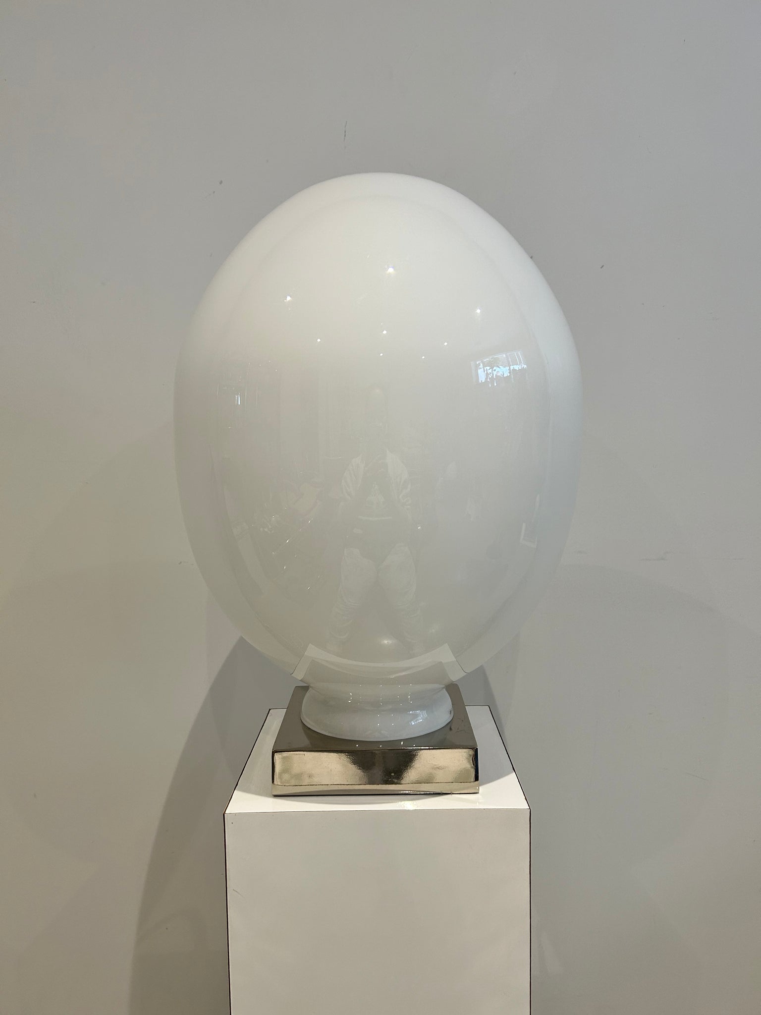 XL white Murano glass style egg lamps