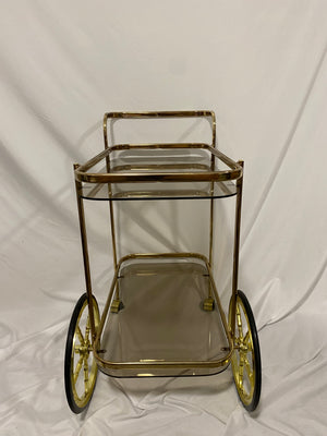 Vintage 80’s golden brass bar cart