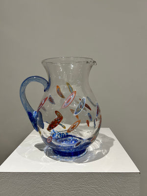 Handblown millefiori glass pitcher and glasses