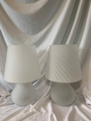 XL white frosted Murano mushroom lamp
