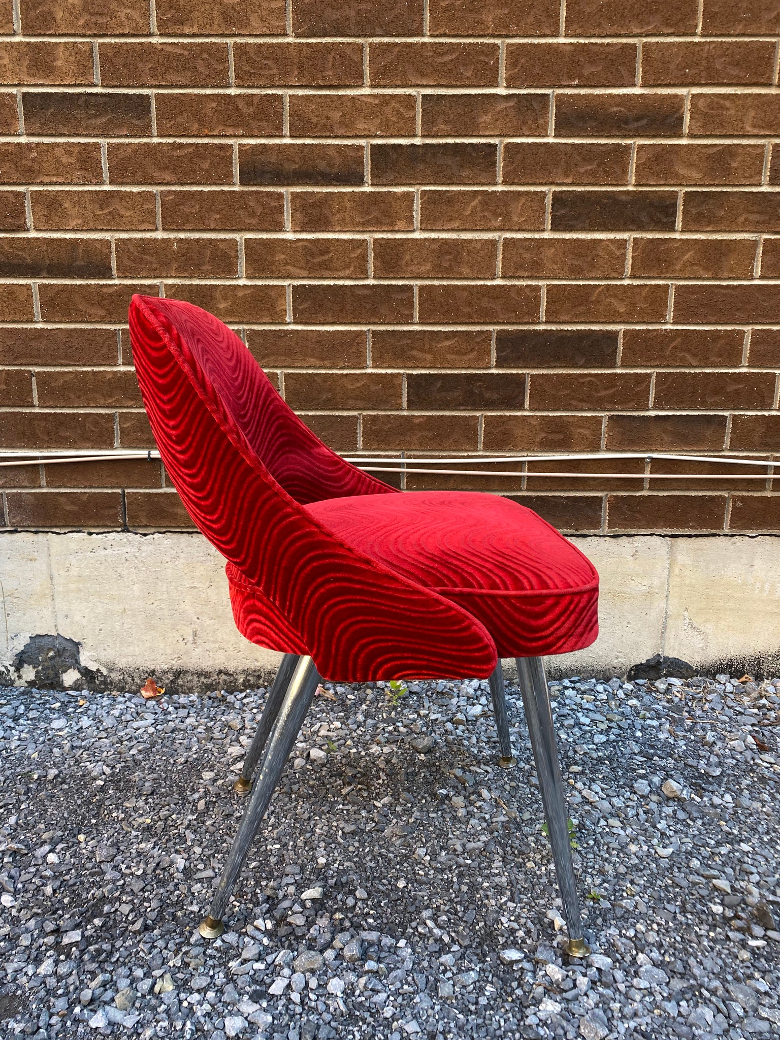 Groovy red velour & chrome chairs