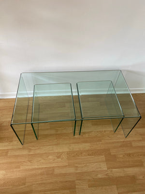 Tempered glass waterfall coffee & side tables