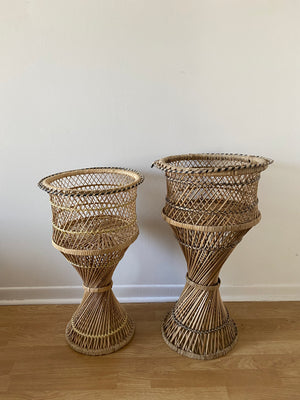 Tall peacock wicker plant stands