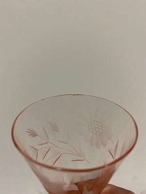 Selection of pink depression glass style glasses