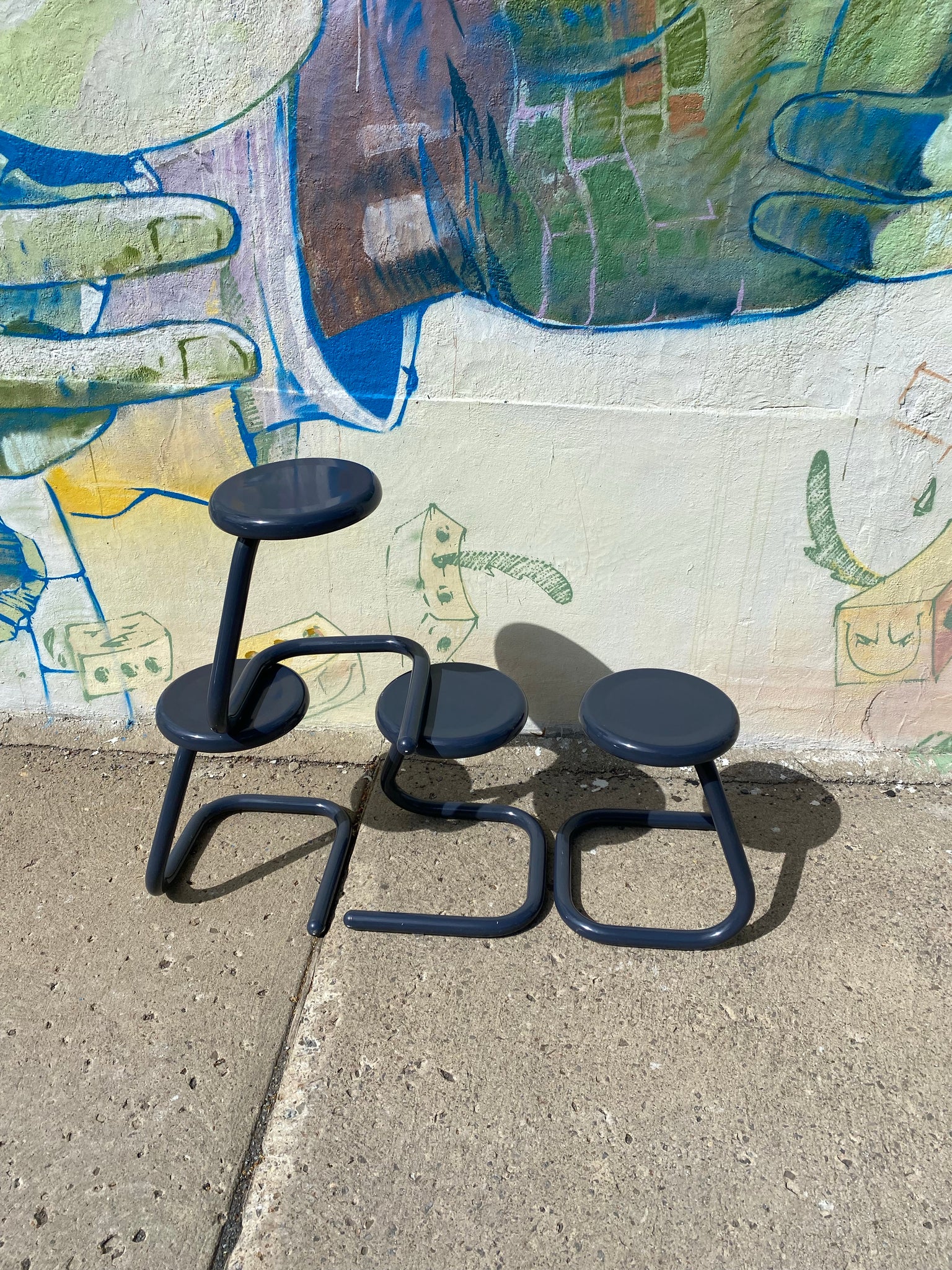 Short navy paperclip bar stools