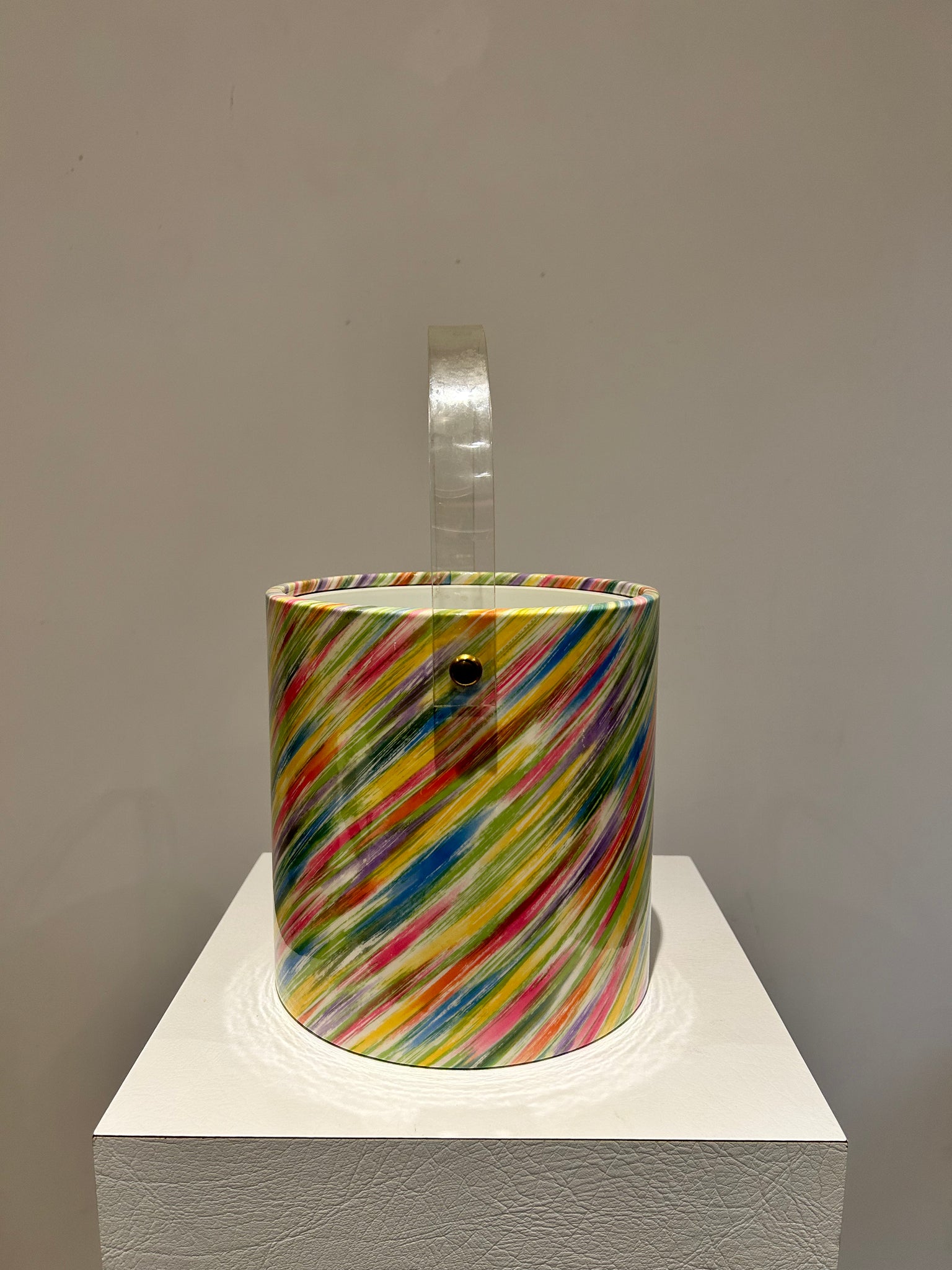 Colorful ice bucket with lucite handle