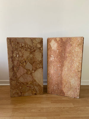 Very heavy pink marbled stone podiums