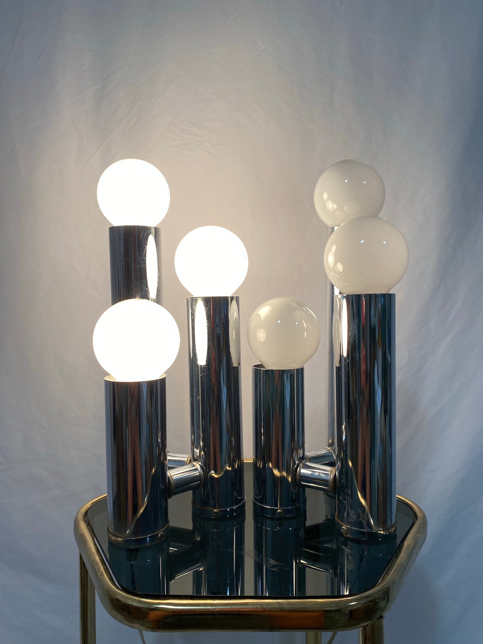 Chrome tubular Space Age lamps