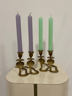 Solid brass double cobra candle holders