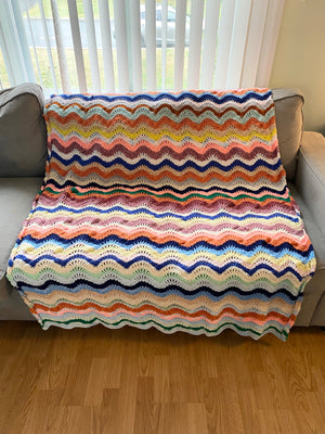 Colorful retro knitted blanket