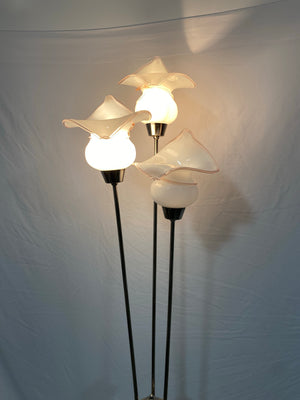 Glass flowers & chrome floor lamp