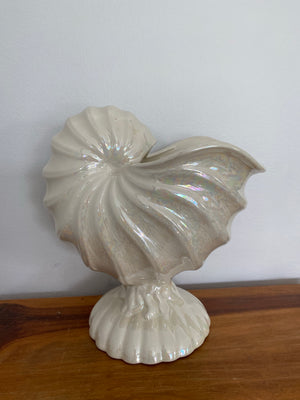 Iridescent seashell bottle holder vase