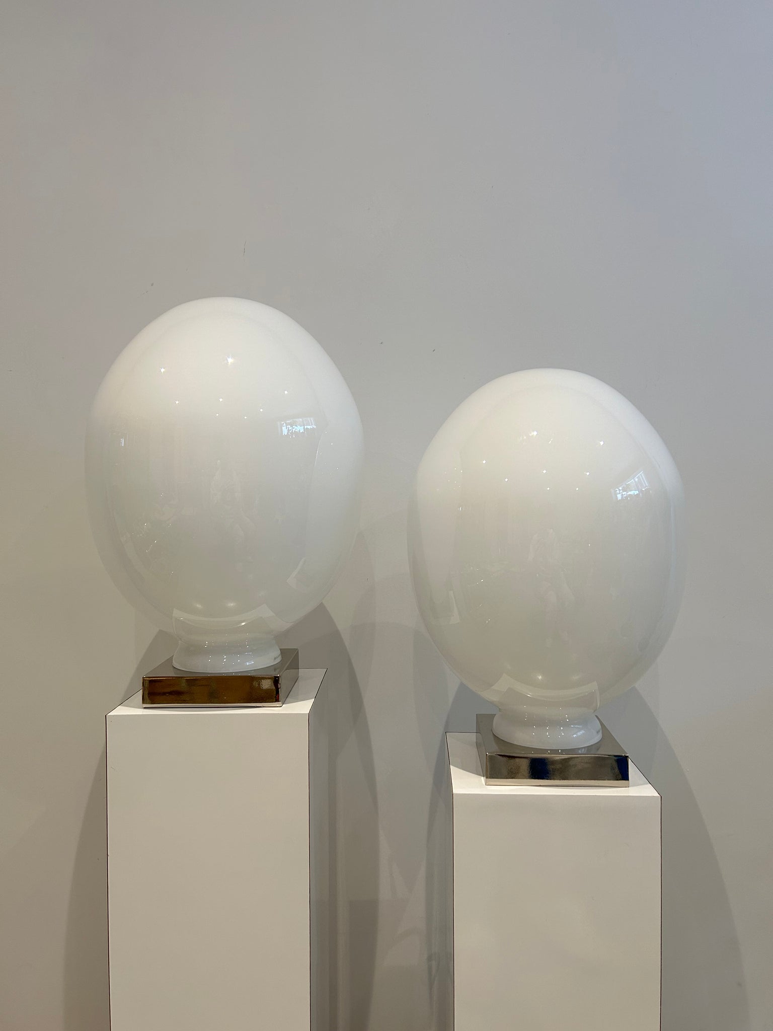 XL white Murano glass style egg lamps