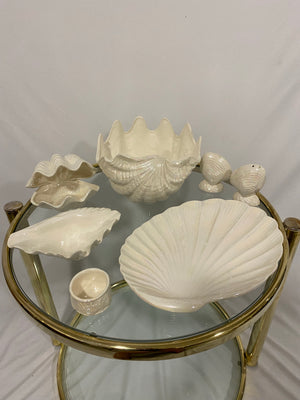 Selection of iridescent seashell items