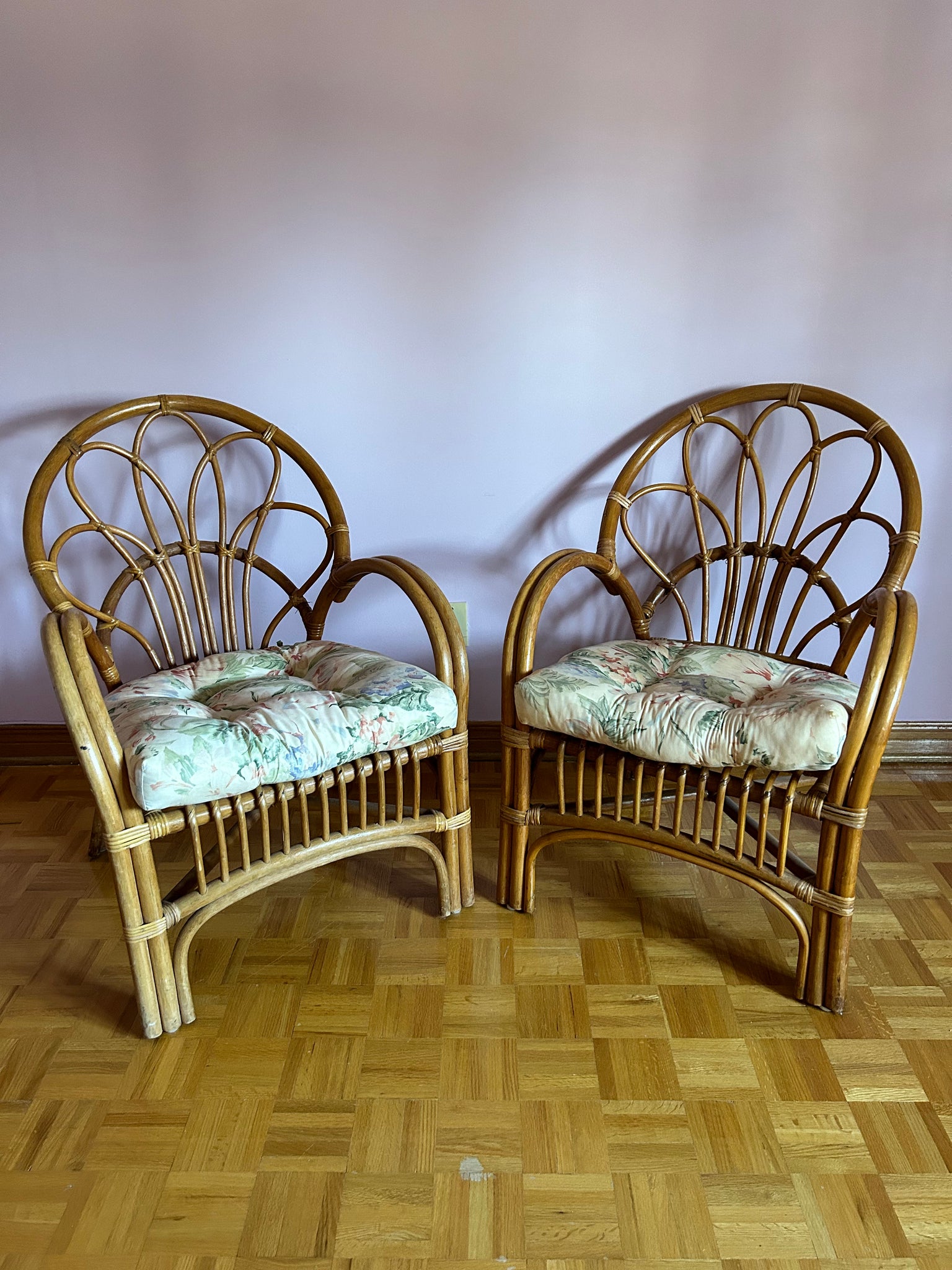 Bamboo & wicker armchairs