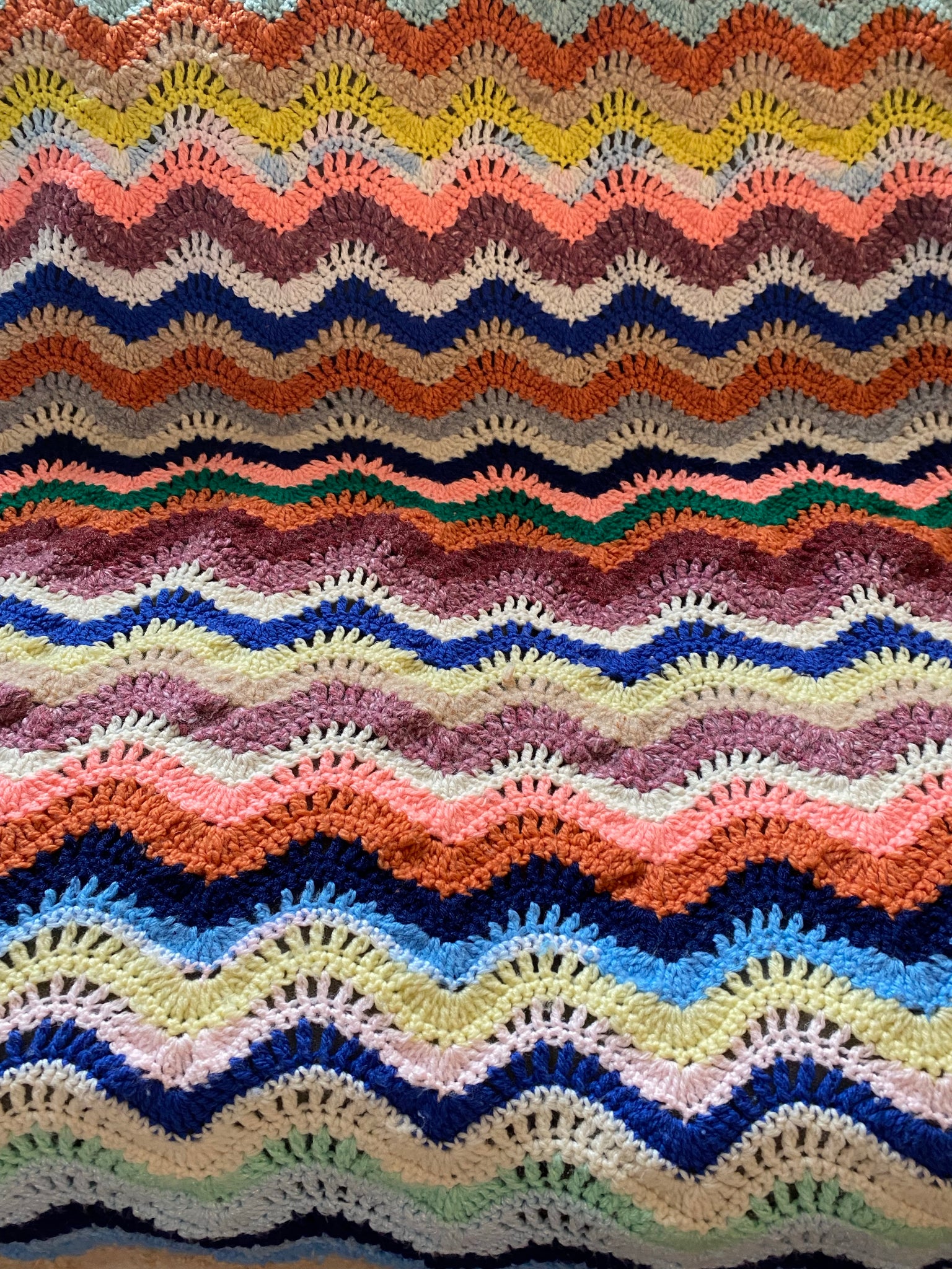 Colorful retro knitted blanket
