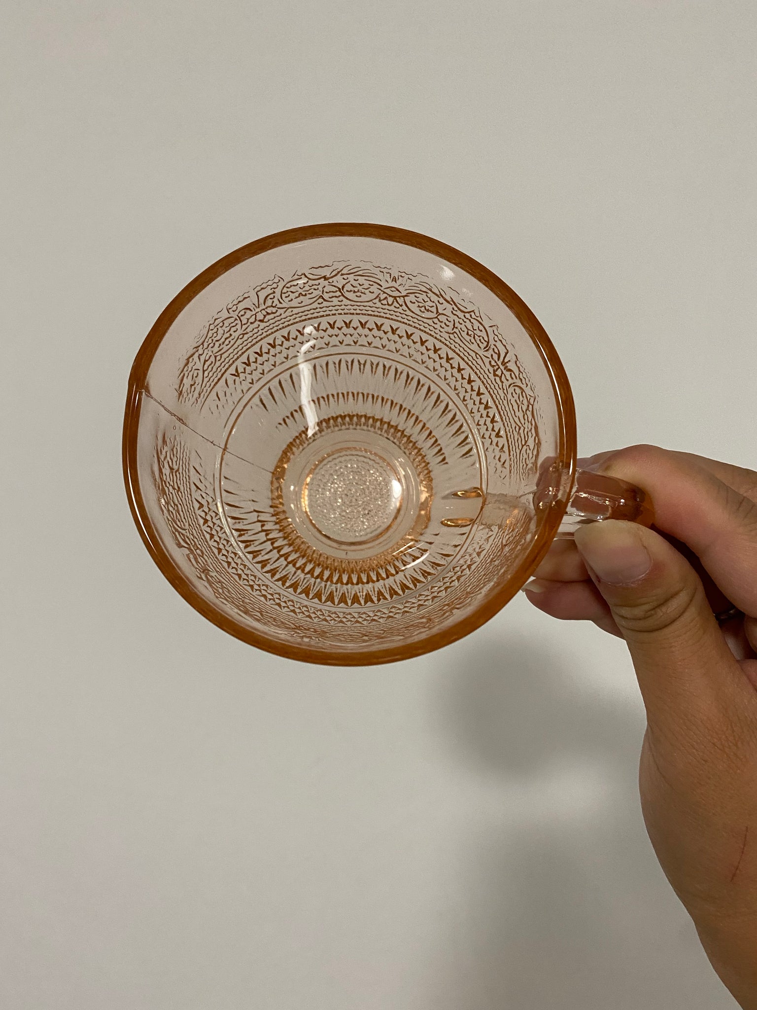Pink depression glass style cups