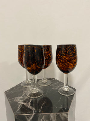 Thicc tortoiseshell glass wine glasses set