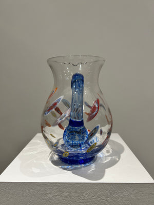 Handblown millefiori glass pitcher and glasses