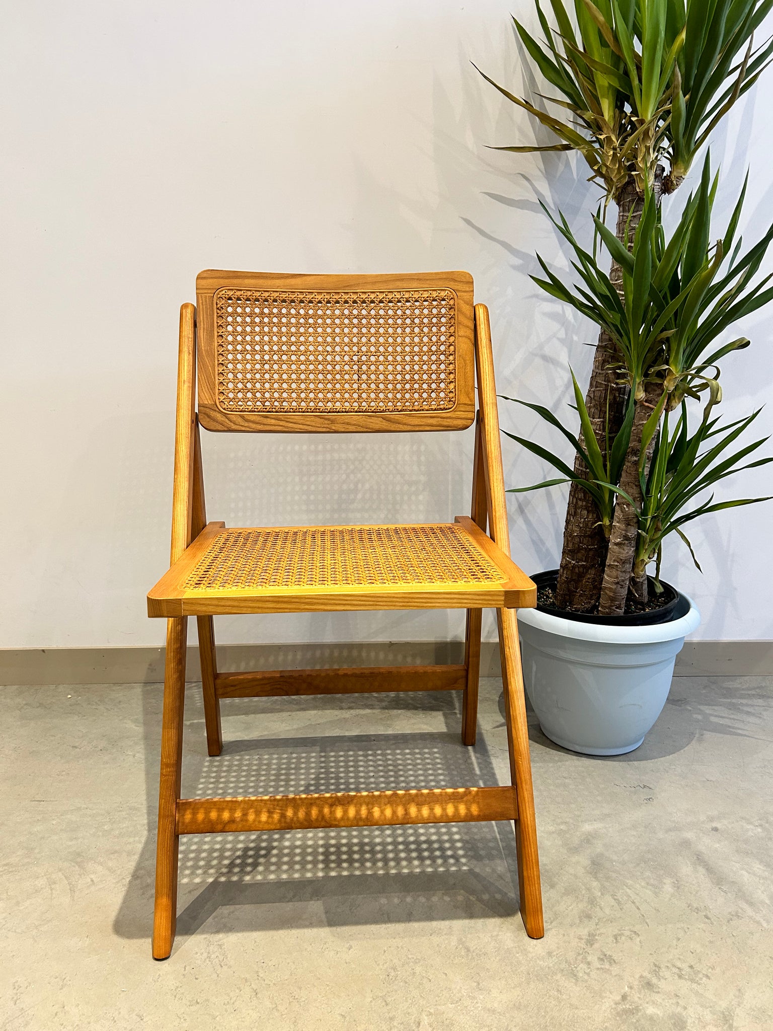 Vintage style wood & rattan folding chairs