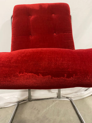 Red velvet & chrome fauteuil