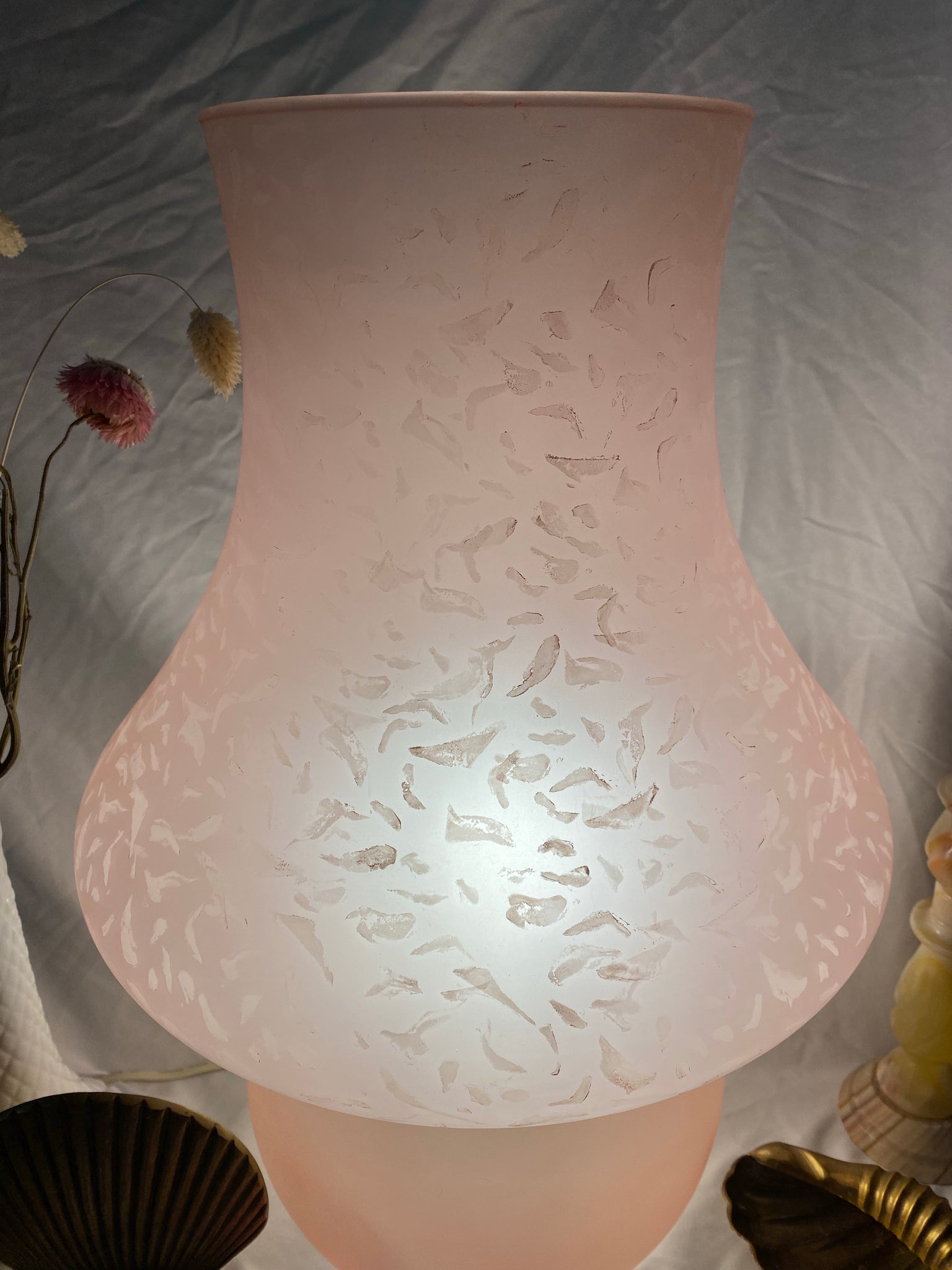 XL baby pink Murano glass mushroom lamp