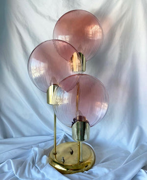 Pink ombre Murano glass & brass lollipop table lamp