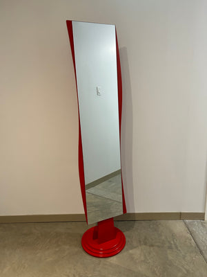 Wavy red floor mirror
