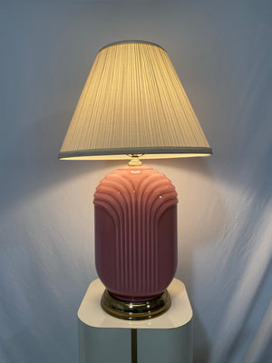 XL pink art deco glass lamp