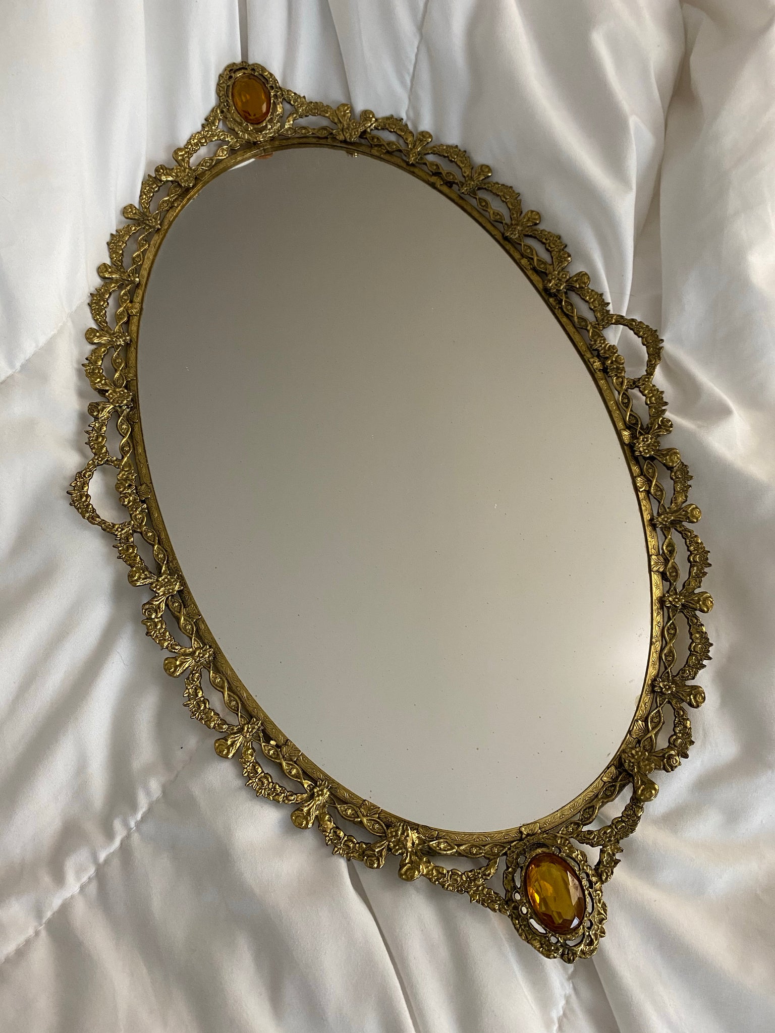 Beautiful antique ornate mirror tray