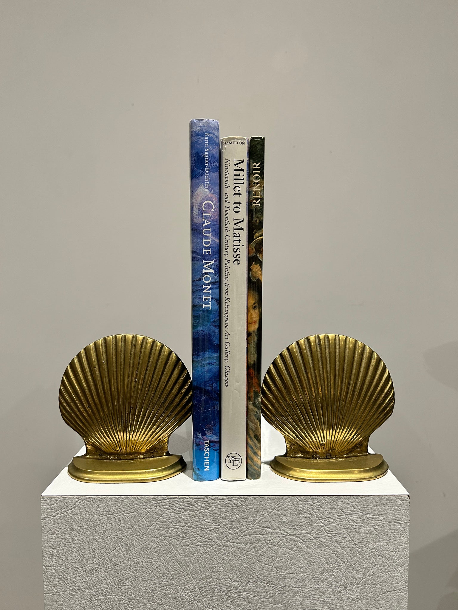 Brass Clam Shell Seashell Bookends - A Pair