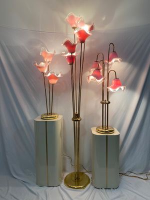 Pink Murano Vetri flowers table & floor lamps