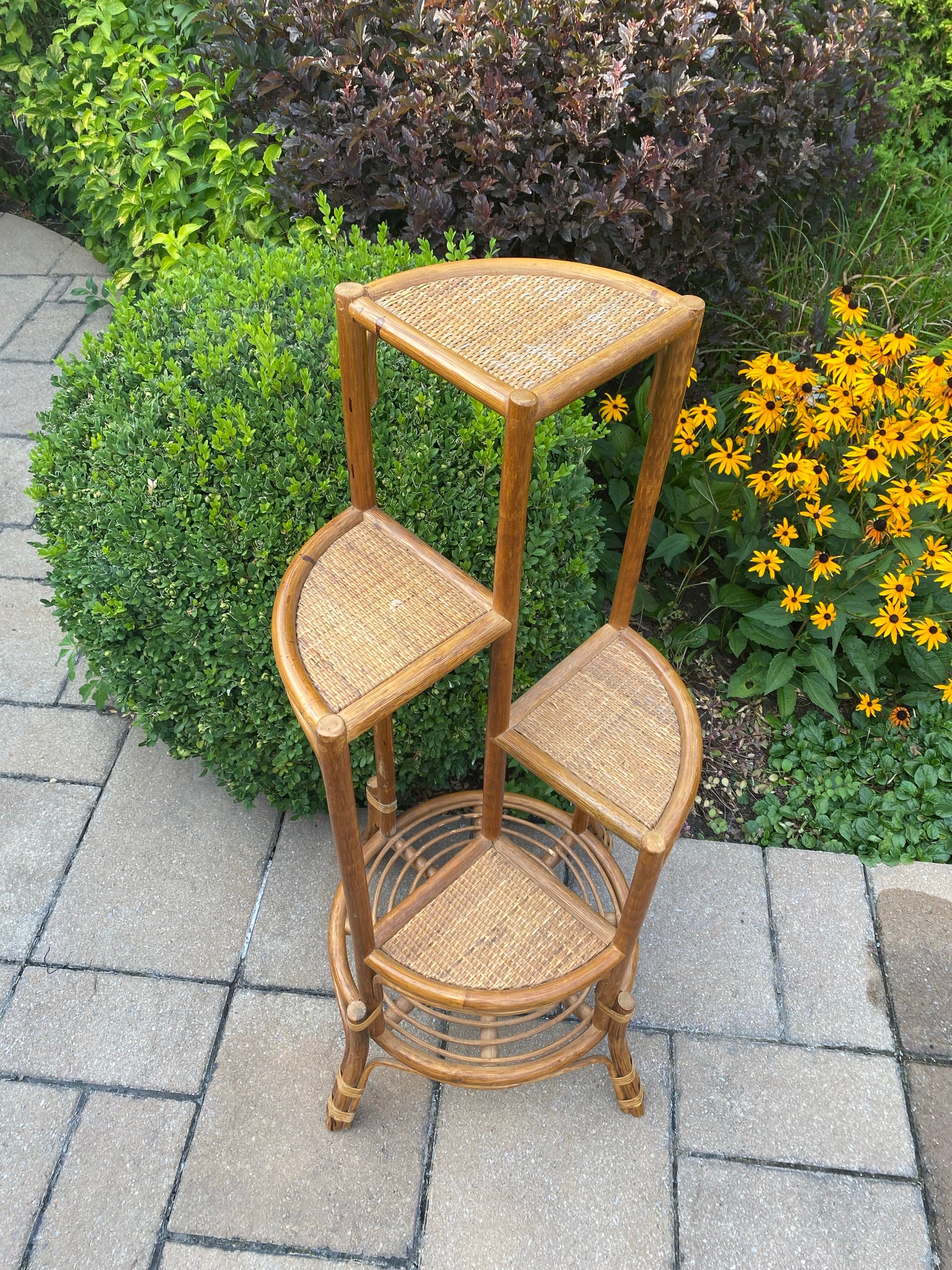 Cute bamboo & wicker plant stand
