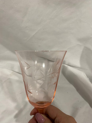 Selection of pink depression glass style glasses