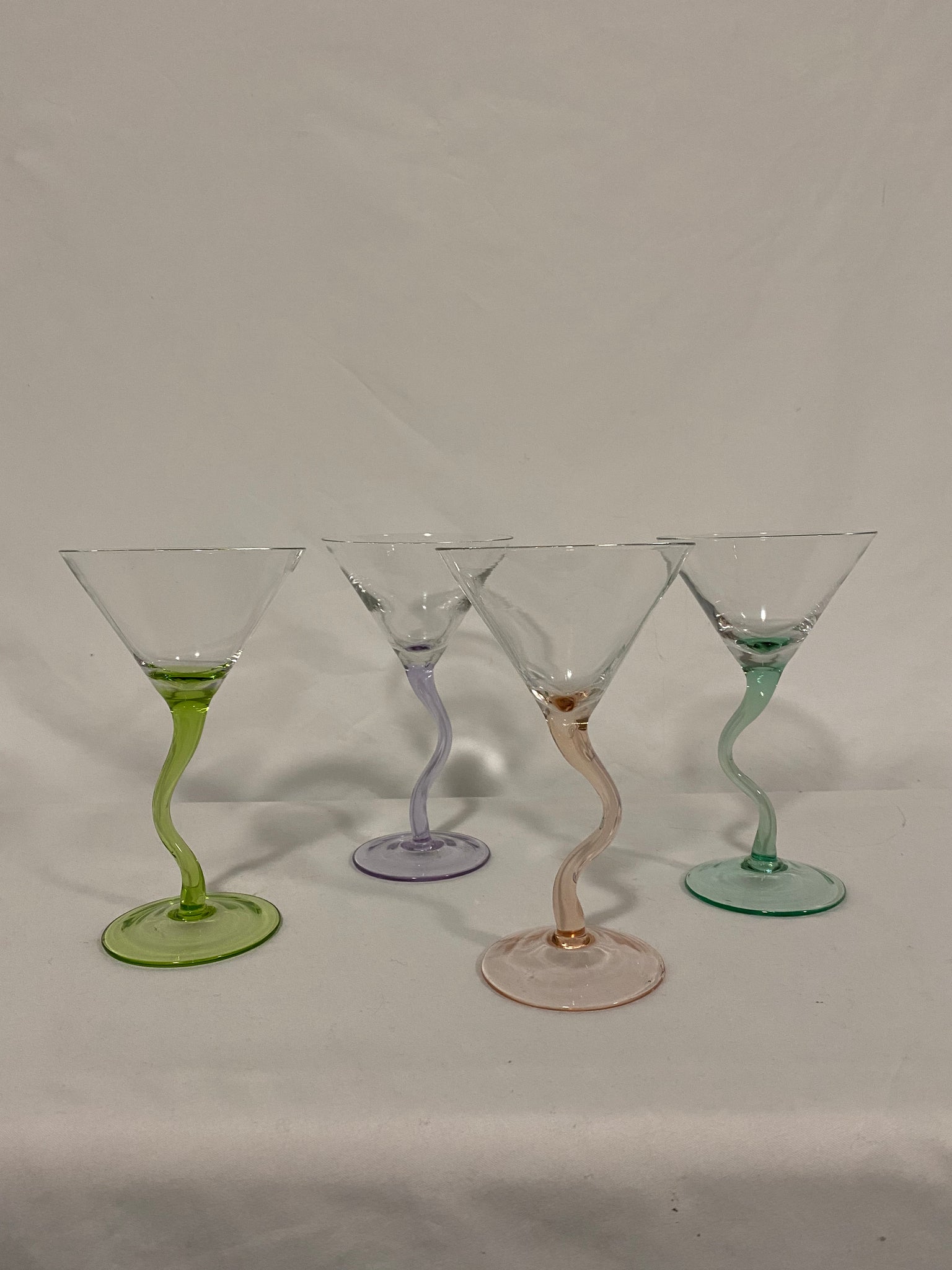 Colorful squiggly martini glasses