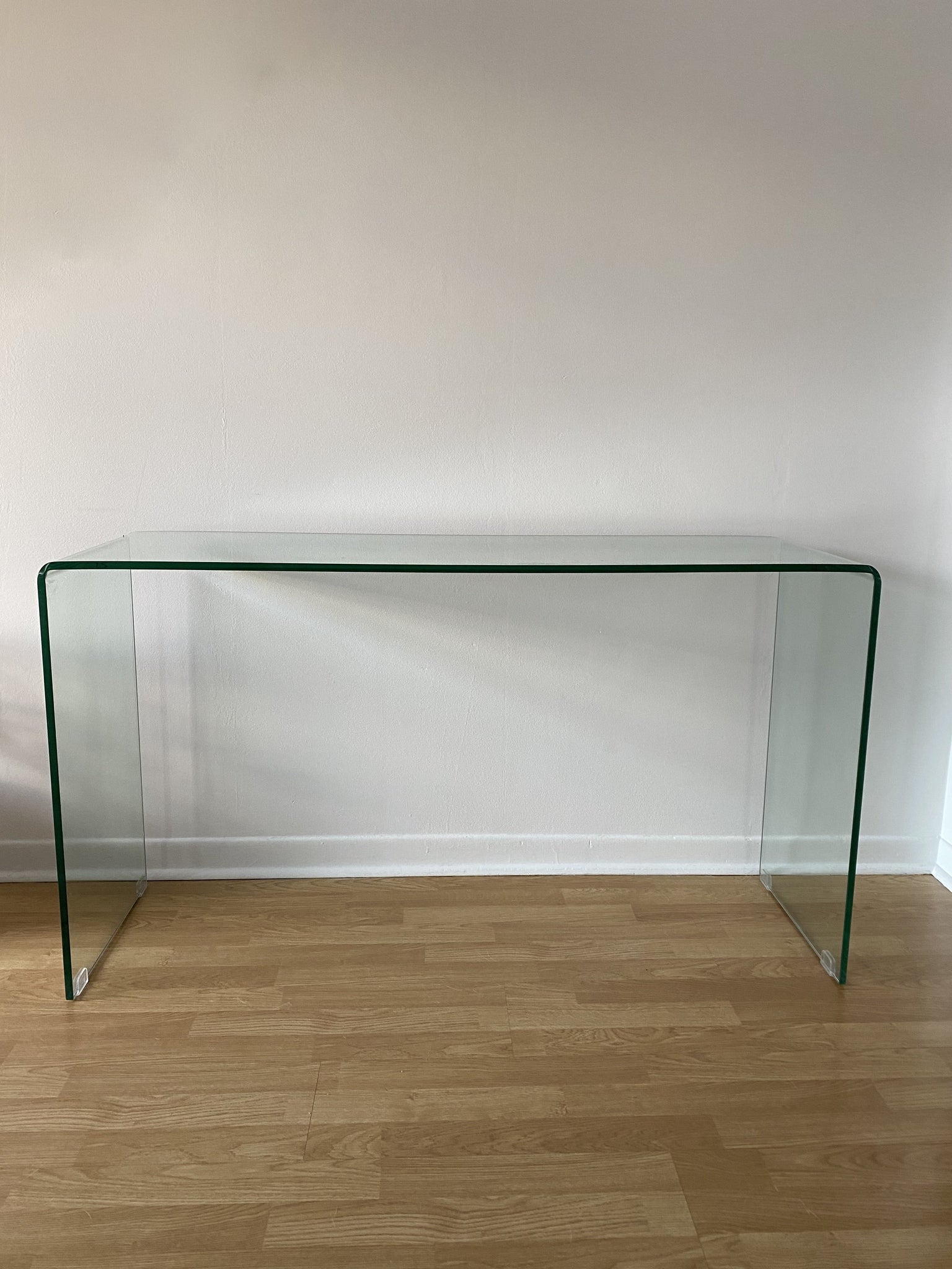 Stunning tempered glass waterfall console table
