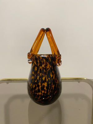 Murano style tortoise shell glass purse