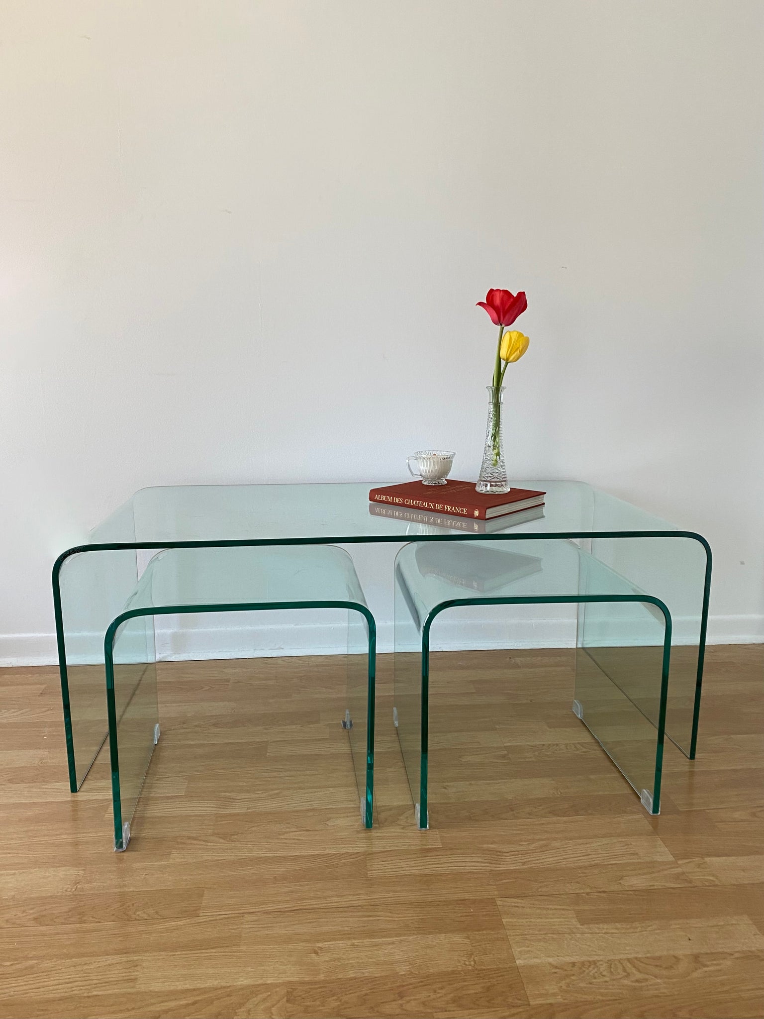 Tempered glass waterfall coffee side tables Turquoise s Treasures