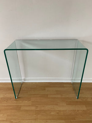 Waterfall tempered glass console table