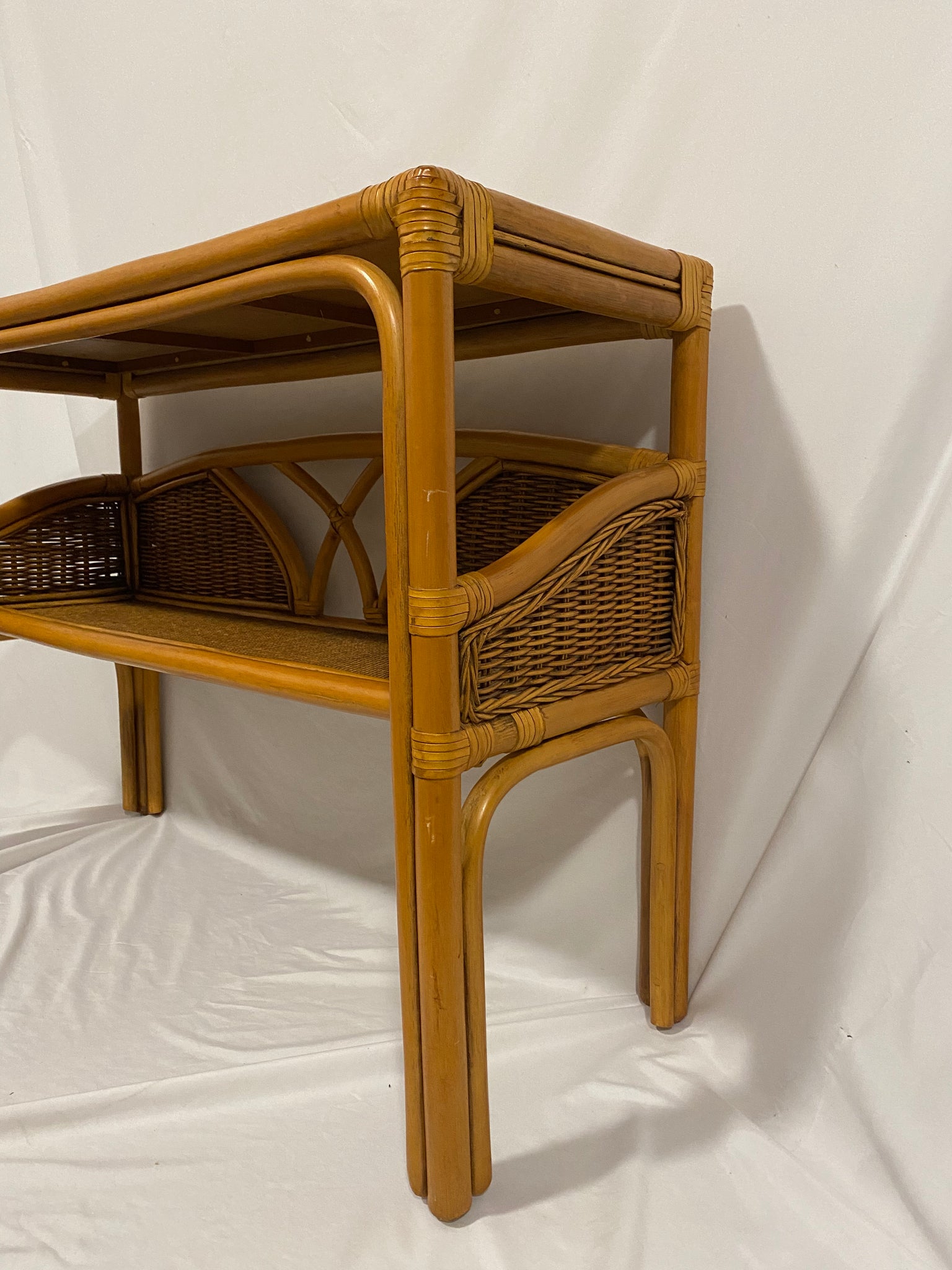 Bamboo & wicker console table desk