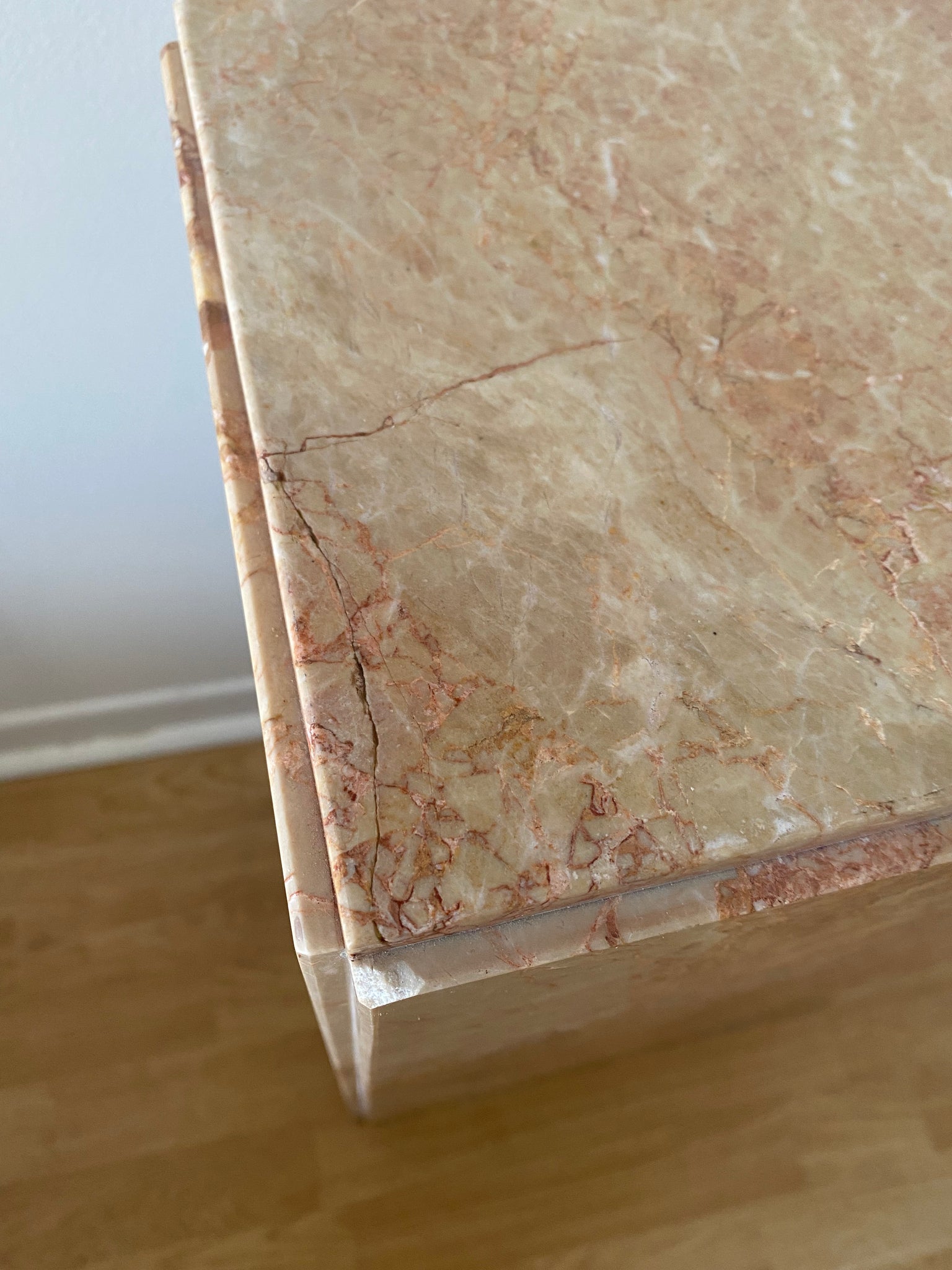 Very heavy pink marbled stone podiums