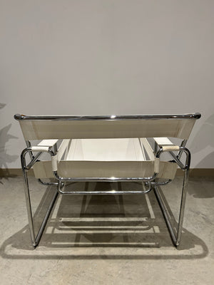 White Marcel Breuer Wassily style chairs