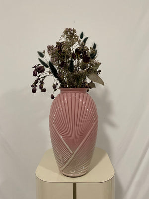 Pink ombré seashell glass vase