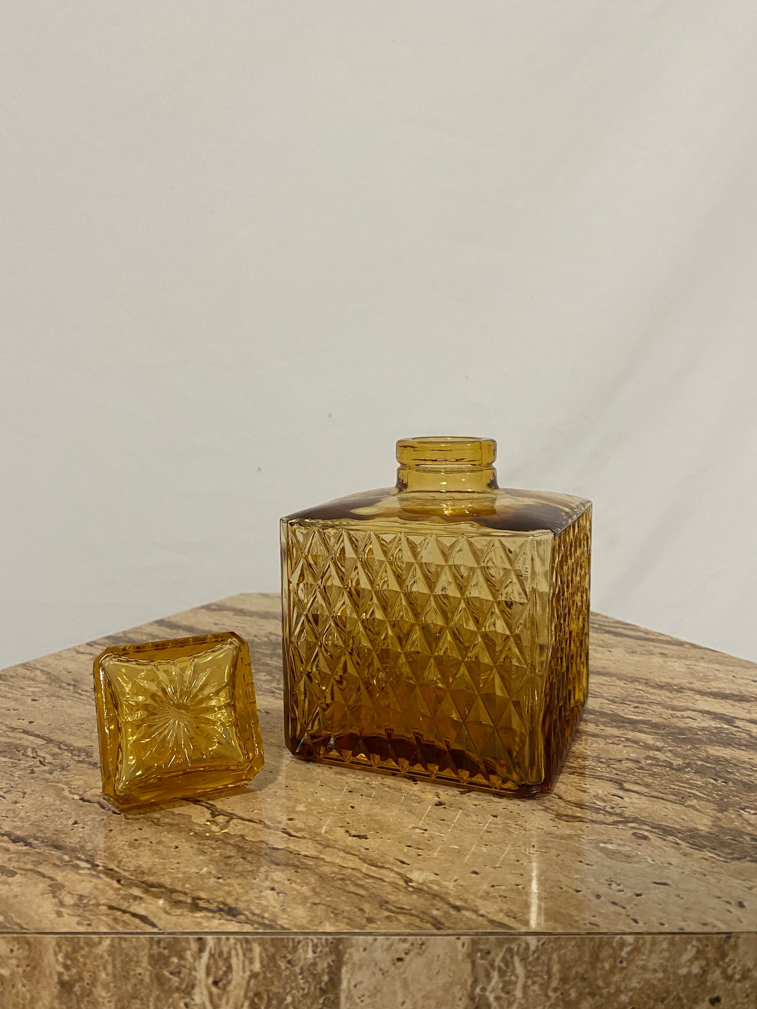 Amber glass liquor bottle