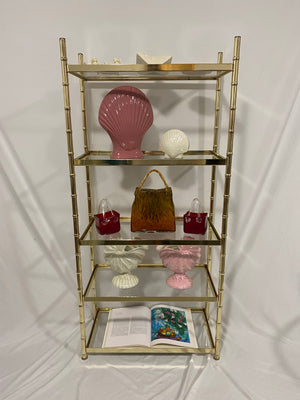 Golden brass & glass shelf