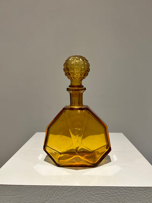 Amber glass beveled liquor bottle