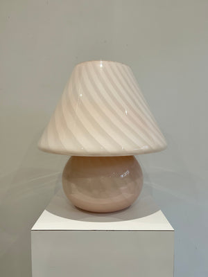 Authentic pink Murano glass swirl mushroom lamps