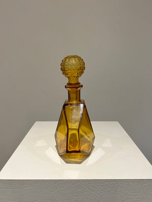 Amber glass beveled liquor bottle